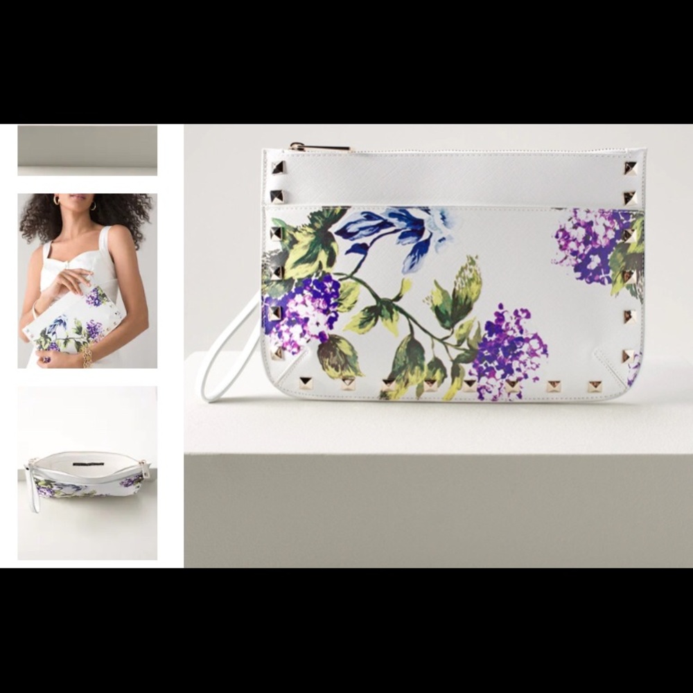 Hydrangea Clutch with Gold Trim